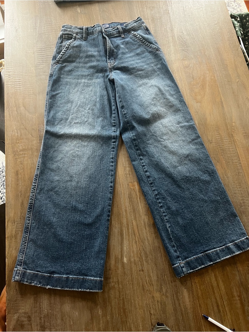 High-Waist Trouser Wide-Leg Jeans in Dark Blue for Women